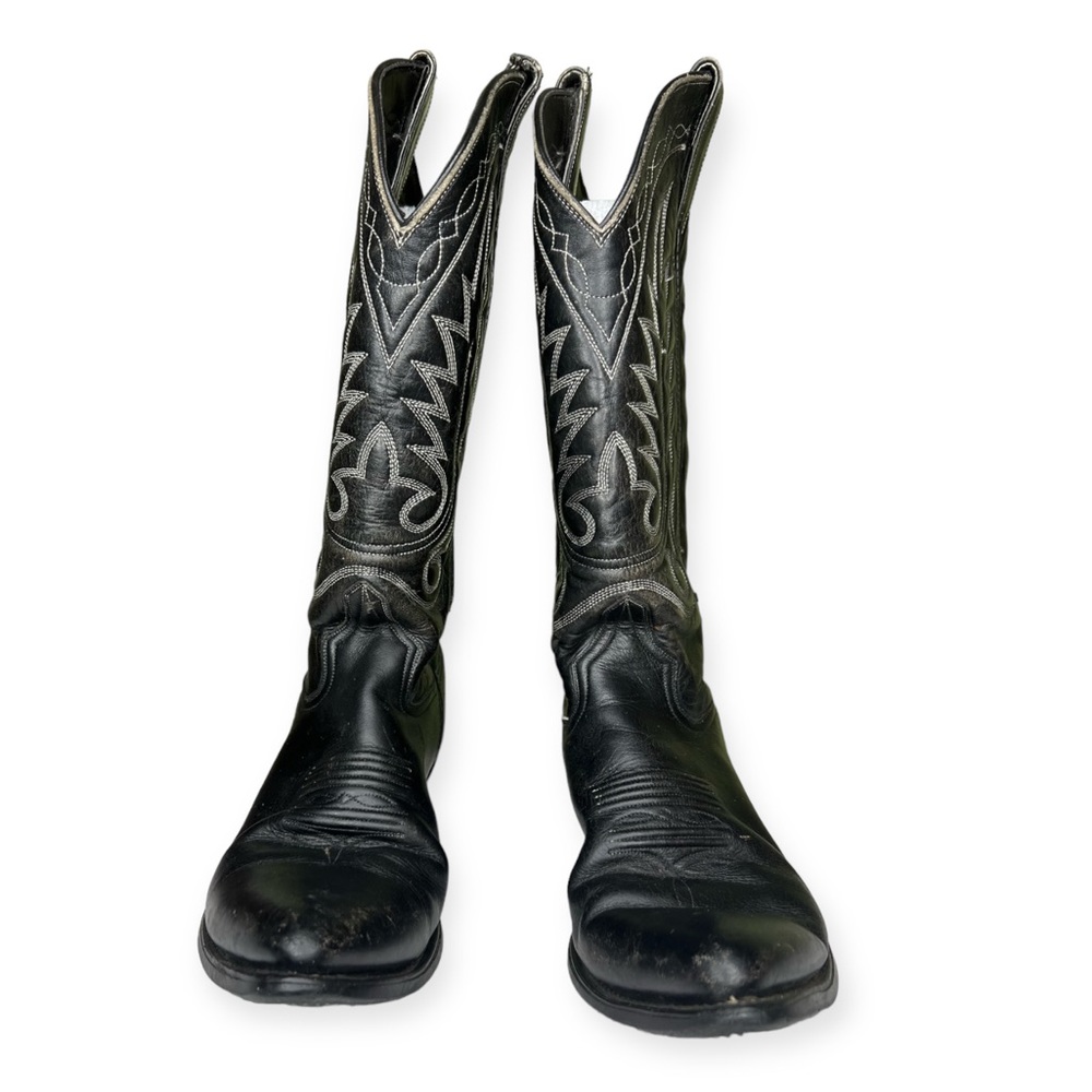 Acme Circle A Vintage Leather Cowboy Boots Black Good Condition Men’s 8.5 - Picture 8 of 8